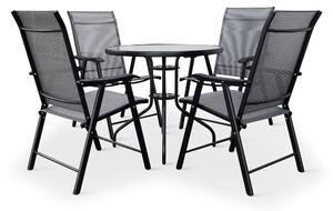 Záhradný jedálenský set Capri 80 cm + 4x kovová stolička Solano