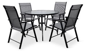 Záhradný jedálenský set Capri 100 cm + 4x kovová stolička Solano