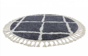 Kusový koberec Shaggy Cross šedý kruh 160cm