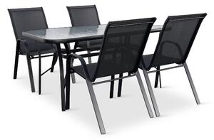 Záhradný jedálenský set Porto 150 cm + 4x kovová stolička Ramada