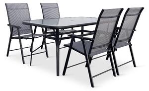Záhradný jedálenský set Porto 150 cm + 4x kovová stolička Solano
