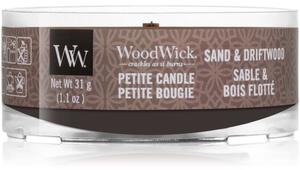 Woodwick Sand & Driftwood votívna sviečka s dreveným knotom 31 g