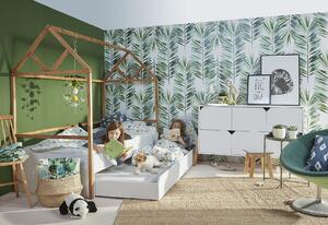 Detská posteľ s prístelkou LOTTA domček | sivá 90 x 200 cm