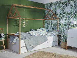 Detská posteľ s prístelkou LOTTA domček | sivá 90 x 200 cm