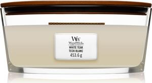 Woodwick White Teak vonná sviečka s dreveným knotom (hearthwick) 453.6 g
