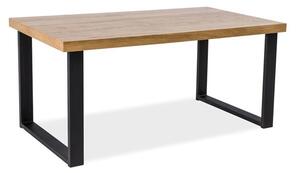 Čierny jedálenský stôl s dubovou doskou UMBERTO 120x80