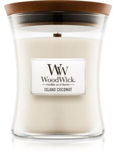 Woodwick Island Coconut vonná sviečka s dreveným knotom 275 g
