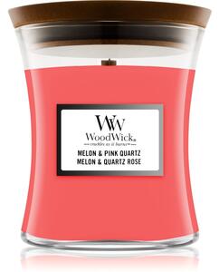 Woodwick Melon & Pink Quarz vonná sviečka s dreveným knotom 85 g