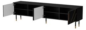 Tv stolík/skrinka Maramax 200 4D, Farby: čierna + čierna + zlatá Mirjan24 5903211310010