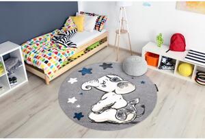 Detský kusový koberec Sloník sivý kruh 120cm