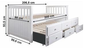 Rozkladacia posteľ 90 cm Ahlan (biela) (s roštom a úl. priestorom). Vlastná spoľahlivá doprava až k Vám domov. 1034643