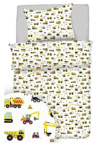 Obliečky bavlnené Stavebné stroje TiaHome - 1x Vankúš 90x70cm, 1x Paplón 140x200cm
