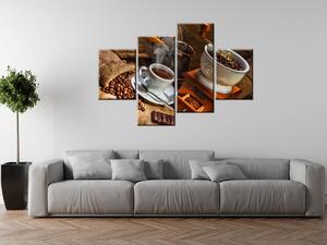 Gario 4 dielny obraz na plátne Kávový svet Veľkosť: 120 x 70 cm