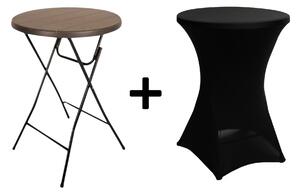 AKCE! Bistro stolek koktejlový průměr 80 cm - IMITACE RATANU BSTL80R Farba obrusu: ČIERNA / BLACK