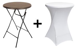 AKCE! Bistro stolek koktejlový průměr 80 cm - IMITACE RATANU BSTL80R Farba obrusu: BIELA / WHITE