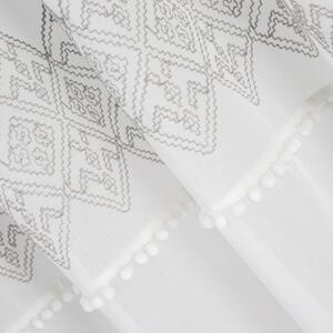 Záclona DAPHNE zdobená striebornou výšivkou a brmbolcami 140X250 cm