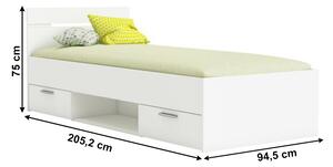 Jednolôžková posteľ 90 cm Myriam (biela)(bez matraca a roštu). Vlastná spoľahlivá doprava až k Vám domov. 1040192