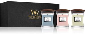 Woodwick Evening Onyx & Solar Ylang & Coastal Sunset darčeková sada s dreveným knotom (gift box) 1 ks