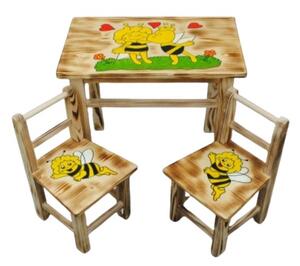 Bestent Detský drevený stolík Včielka Maja + 2 stoličky