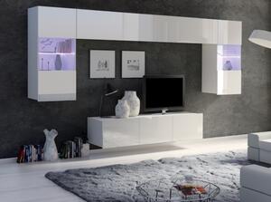 Obývacia stena CALABRINI II Farba: Biela - biely lesk / čierna - čierny lesk