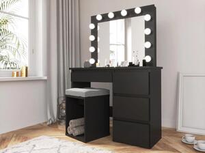 Bestent Toaletný stolík s LED zrkadlom Cleopatra Black