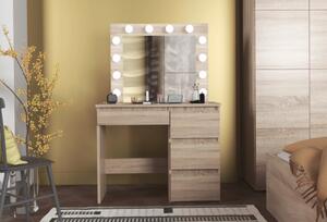 Bestent Toaletný stolík s LED zrkadlom Cleopatra Sonoma Brown