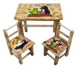 Bestent Detský drevený stolík Krtko + 2 stoličky