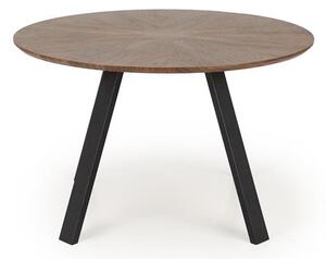 Halmar DANILO jedál.stôl okrúhly 120/74/65cm, pr.dýha/oceľ, orech/čierna