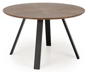 Halmar DANILO jedál.stôl okrúhly 120/74/65cm, pr.dýha/oceľ, orech/čierna