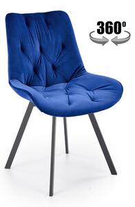 Halmar K519 jedálenská stolička, otáčacia, látka velvet, modrá