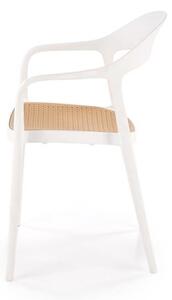 Halmar K530 stolička, PVC, biela/ prírodná