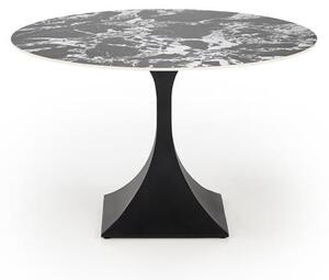 Halmar MANUEL jedálenský stôlokrúhly 120/77cm, mramor/oceľ, čierna/čierna