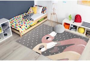 Detský kusový koberec Plameniak sivý 140x190cm