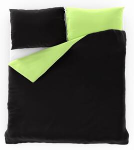 Kvalitex Saténové postel'né obliečky Luxury Collection 140x200, 70x90cm čierne/světlo zelené