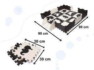 Bestent Penové puzzle - náučný koberec 114x114cm Black White