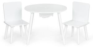 Eco Toys Detský stôl s organizérom a stoličkami, biely