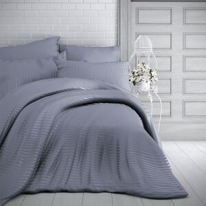 Kvalitex Saténové predľžené posteľné obliečky s prúžkom 140x220, 70x90cm TMAVO SIVÉ