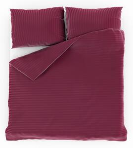 Kvalitex Saténové predľžené posteľné obliečky s prúžkom 140x220, 70x90cm BORDÓ