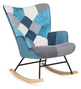 Hojdacie kreslo FABIAN II — látka, modrý patchwork