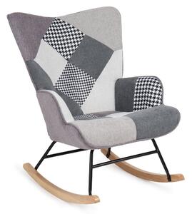 Hojdacie kreslo FABIAN II — látka, čiernobiely patchwork