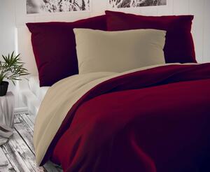 Kvalitex Saténové predĺžené obliečky LUXURY COLLECTION bordó / béžové 140x220, 70x90cm