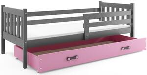 Detská posteľ s úložným priestorom CARINO | 90 x 200 cm Farba: Sivá / ružová
