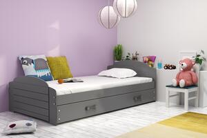 Interbeds Jednolôžková posteľ Lili2 Grafit pre teenagerov 200x90 s matracom a šuplíkom - grafitová