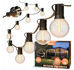 Smart LED Záhradná svetelná girlanda 20m/36x/LED žiarovka E12