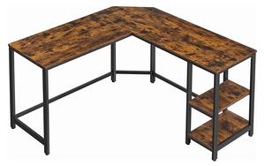Počítačový stôl v tvare L, 138 x 138 x 76, rustikálna hnedá | VASAGLE