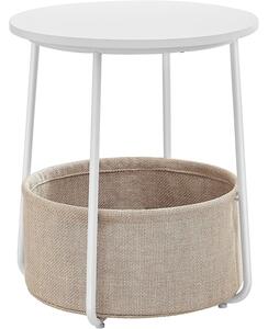 Okrúhly príručný stolík, malý stolík, biela a béžová farba | VASAGLE