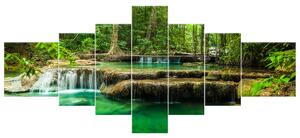 Obraz na plátne Vodopád Erawan v Thajsku - 7 dielny Rozmery: 160 x 70 cm