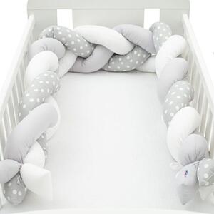 NEW BABY Ochranný mantinel do postieľky vrkoč New Baby Bodka sivo-biely