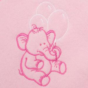 NEW BABY Detská froté osuška s výšivkou a kapuckou New Baby 80x80 ružová sloník