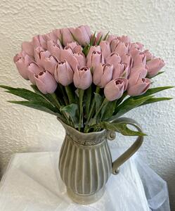 Tulipán umelý staro ružový jemne bielený 44cm cena za 1ks